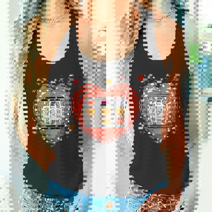 スロットマシンハートジャックポットカジノギャンブル愛好家 タンクトップ