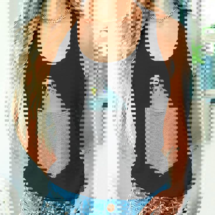 セキセイインコ ポケットから覗く 可愛いデザイン タンクトップ