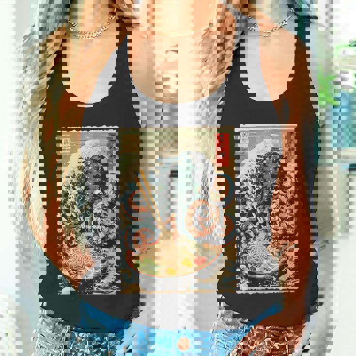 タコを食べる ラーメン 麺 和 漫画 アニメ 浮世絵 タンクトップ