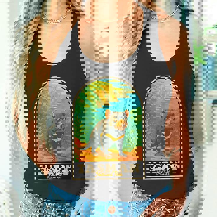 タスマン国立公園 ヴィンテージ タスマニアデビルアート タンクトップ