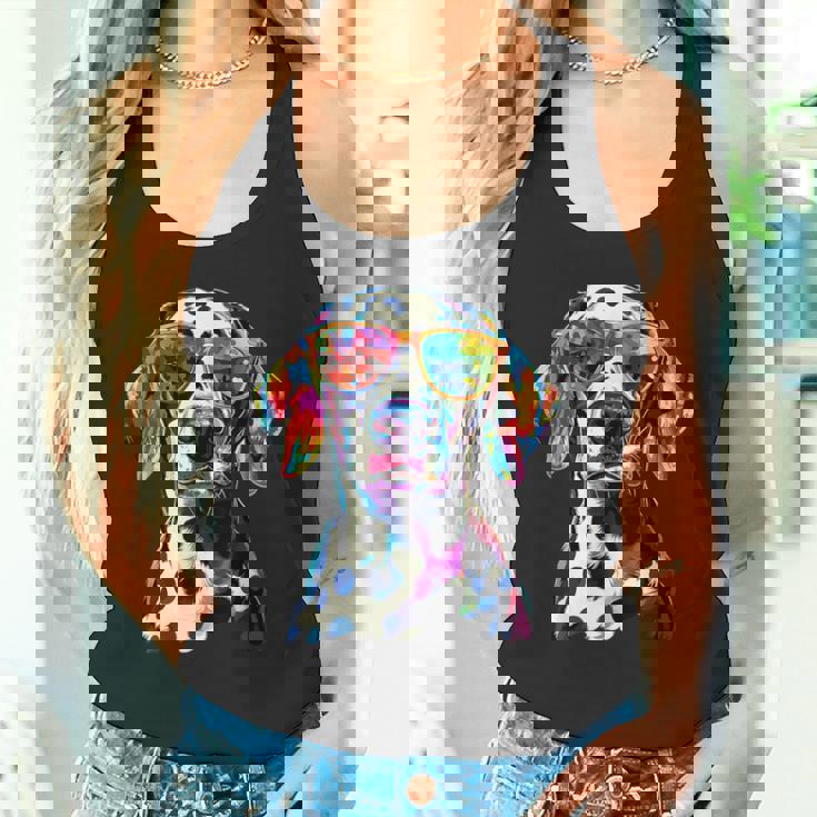 ダルメシアンとサングラスの犬 ダルメシアンが大好きです タンクトップ