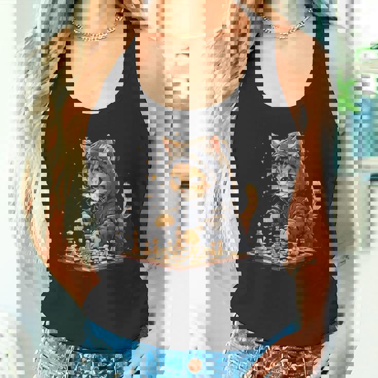 チェス メンズ レディース キッズ 猫 チェスプレイヤー タンクトップ