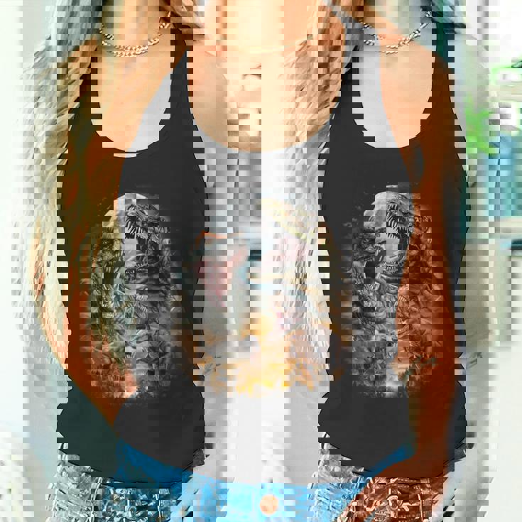 ティラノサウルス レックス 恐竜 先史時代の満月 タンクトップ