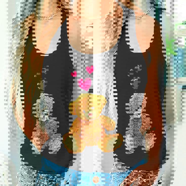 テディベアとハートのかわいいテディベアモチーフ タンクトップ