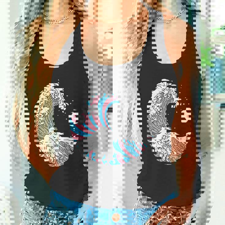 トランスジェンダー プライド Lgbtq トランスフラッグ 日本のウェーブアート Lgbt タンクトップ