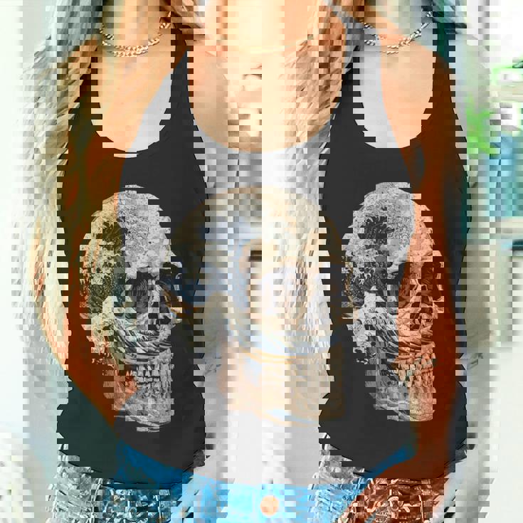 ドクロ 波 日本美術 海 タンクトップ