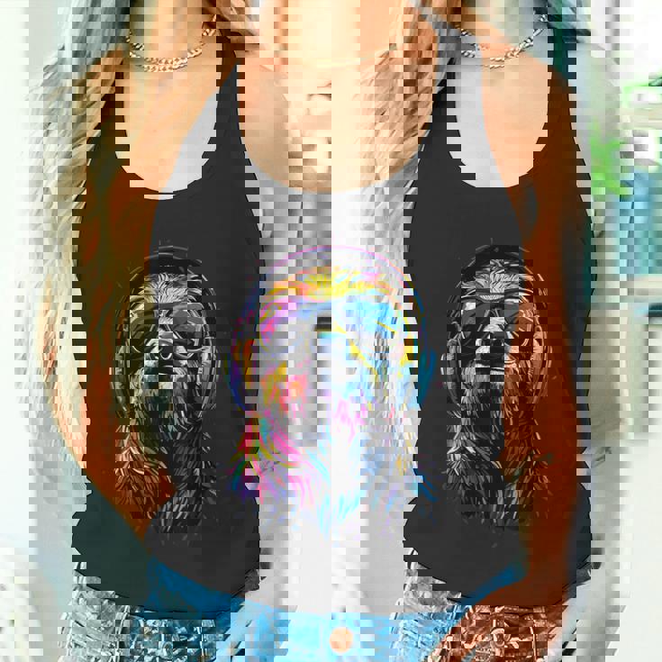 ナマケモノ カラフルな色彩 ポップアート グラフィック 怠け者 タンクトップ