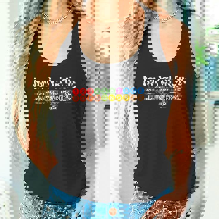 ニューヨーク市地下鉄の駅標識、ニューヨークの列車標識nyc。 タンクトップ