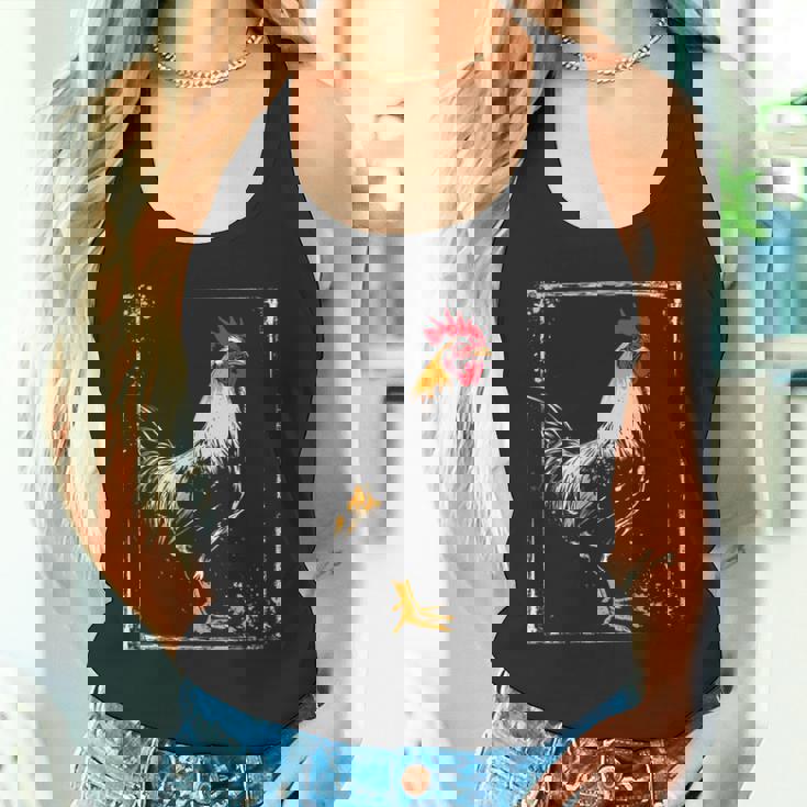 ニワトリ 絵画 描画 動物 アート グラフィック ニワトリ タンクトップ