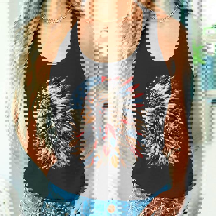 ネイティブアメリカン インディアン チーフ アメリカ国旗 先住民 タンクトップ