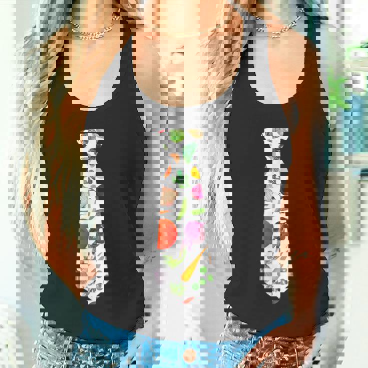 ネギニンジンと豆の柄のベジタブルタイ タンクトップ