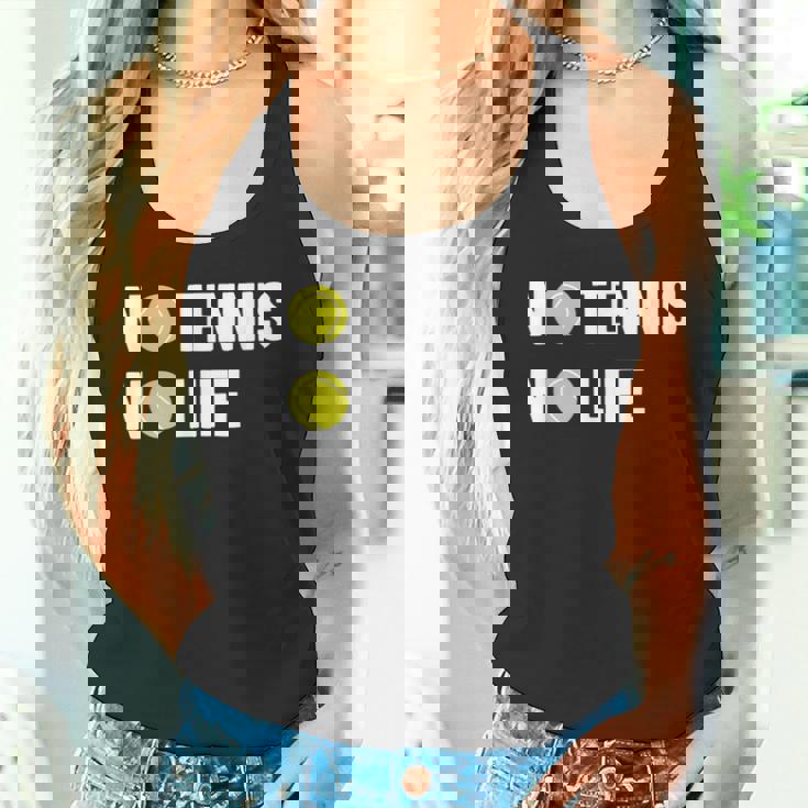 ノーテニスノーライフ テニス好き アウトドア好き ソフトテニス好き クール テニスサークル ソフトテニス タンクトップ