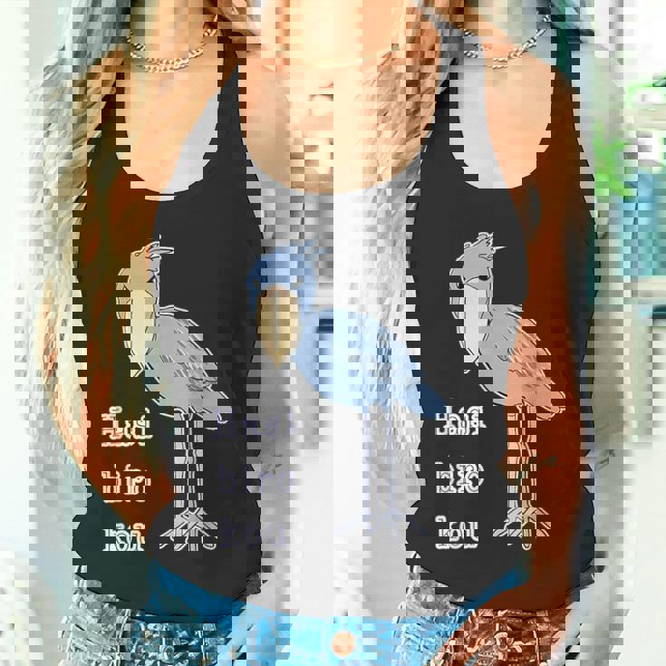 ハシビロコウさん 『セルフィー』青い鳥【どうぶつフレンズ 】ゆるくて かわいい 動物園の生き物 イラスト タンクトップ