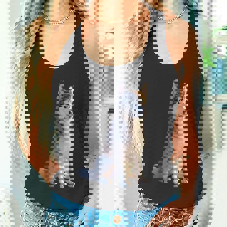 ハスキーがモチーフの愛犬家 シベリアンハスキーが大好き タンクトップ