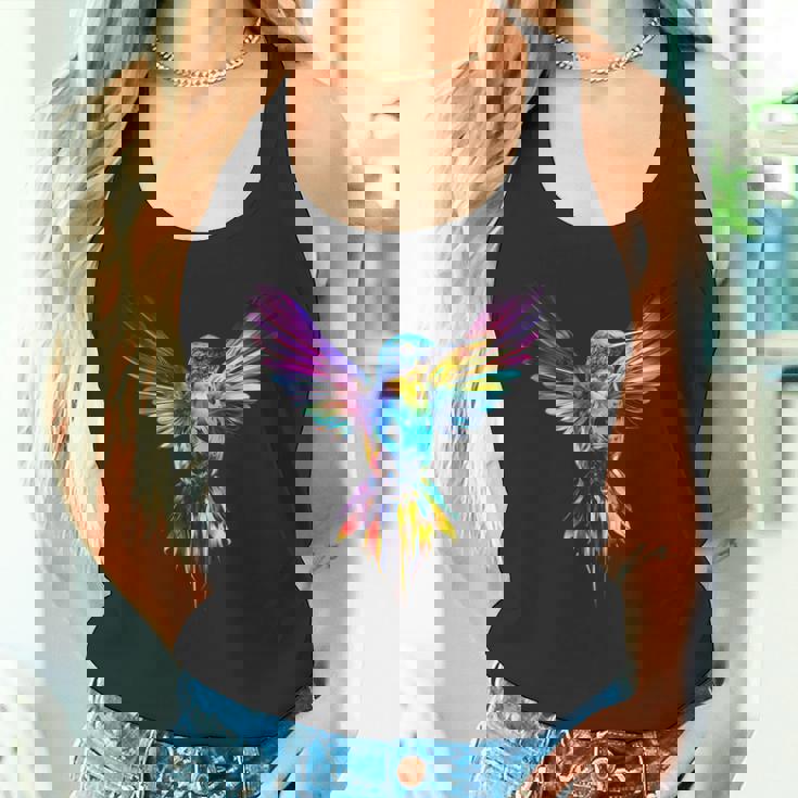 ハチドリ カラフル アート 動物 グラフィック 鳥 ハチドリ タンクトップ