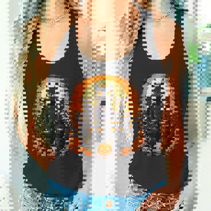 ハロウィン 黒猫 パンプキン 面白い レトロデザイン タンクトップ