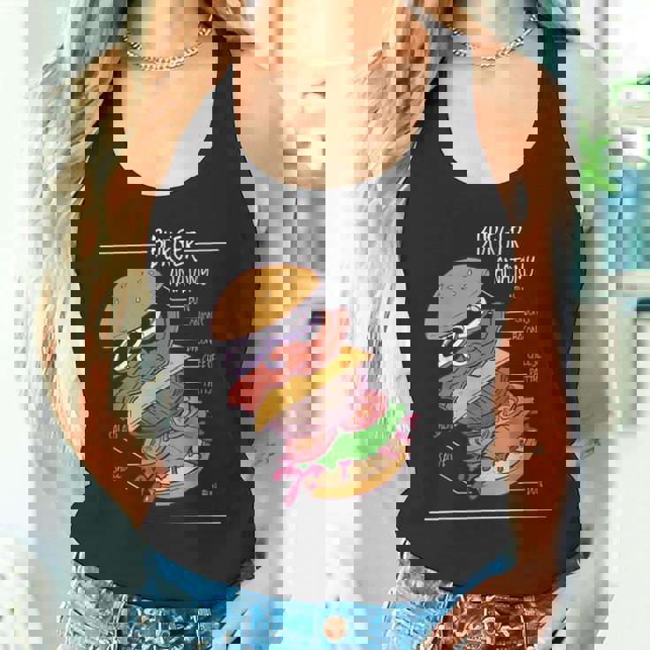 ハンバーガー 解剖図 面白いtシャツ ファストフード メンズ おもしろ グッズ 面白い 服 オリジナル ネタ 食べ物 タンクトップ