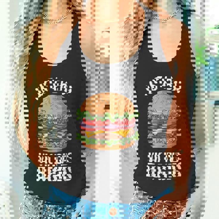 ハンバーガーが大好きな少年 おもしろハンバーガー好き タンクトップ