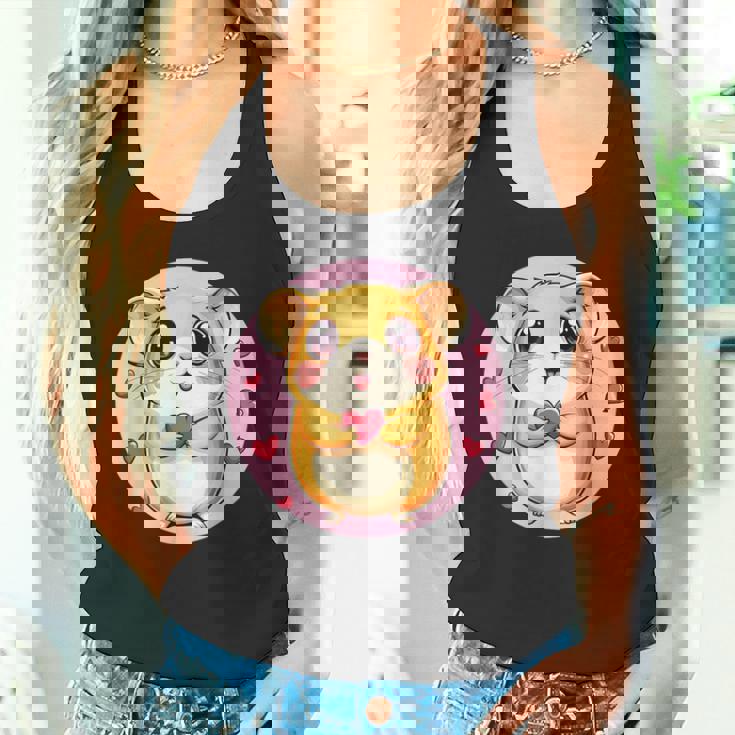 ハートに囲まれたハートを持つかわいいハムスター タンクトップ