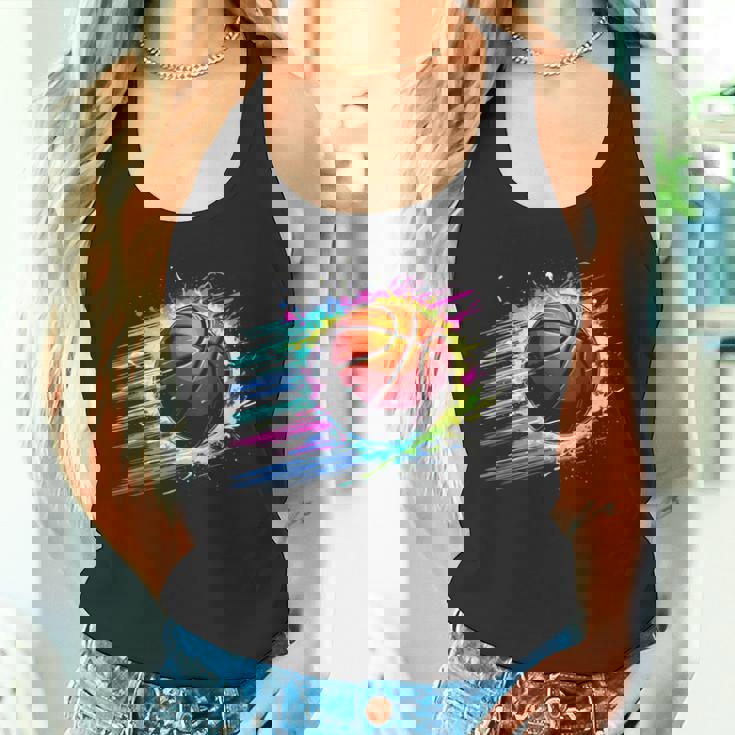 バスケットボール選手 カラフル タイダイ カラーアート スポーツ愛好家 タンクトップ