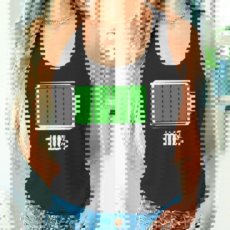 バッテリー100シャツ バッテリーハートフル充電バッテリーフル。 タンクトップ