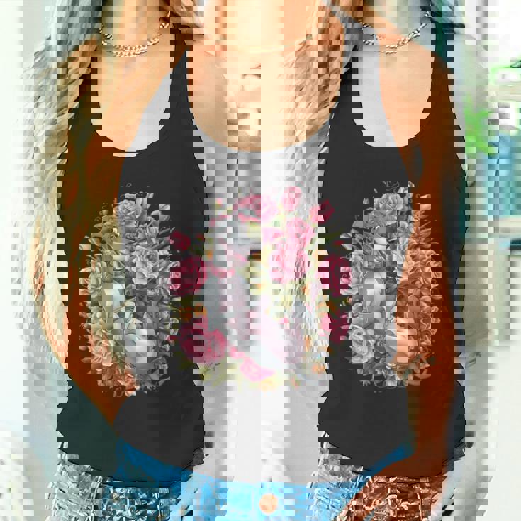 バラとチューリップを持つイタリアン・グレーハウンド犬 タンクトップ