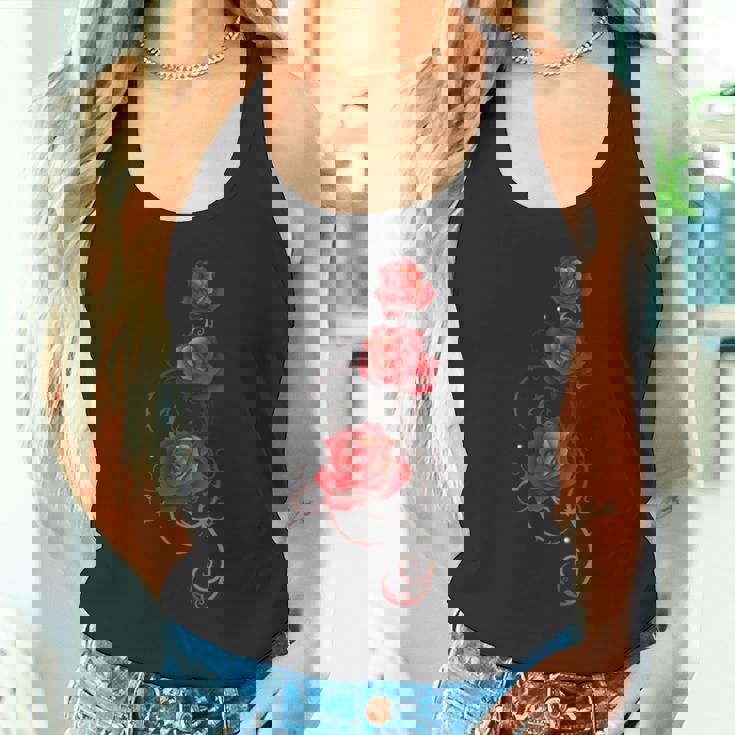 バレンタインデー ギフト シャツ 赤バラ とげ付き 葉っぱ タンクトップ