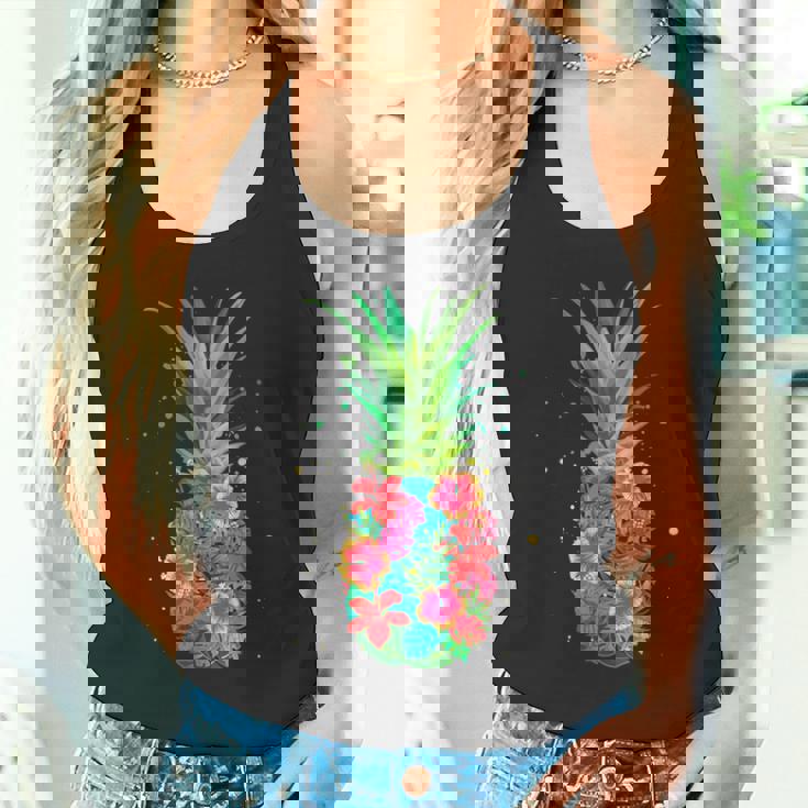 パイナップルフラワー レディース メンズ アロハ ハワイ ヴィンテージ ハワイアン タンクトップ