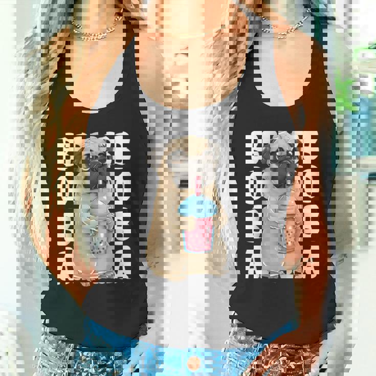 パグ 犬 カワイイ ボバ バブル ミルク ティー タピオカパール かわいい タンクトップ