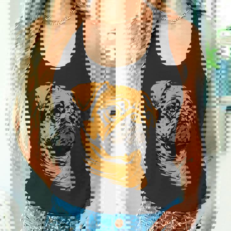 パグ 犬 デザイン ベージュ 犬 ラブ カーリン かわいい パグ タンクトップ