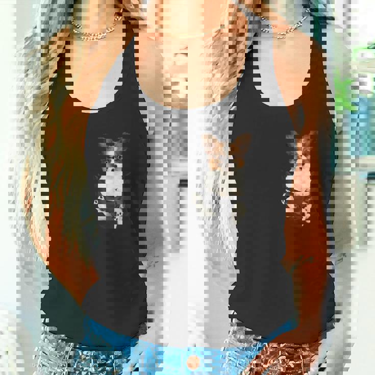 パピヨン愛好家のためのポケットに入った面白いパピヨン タンクトップ