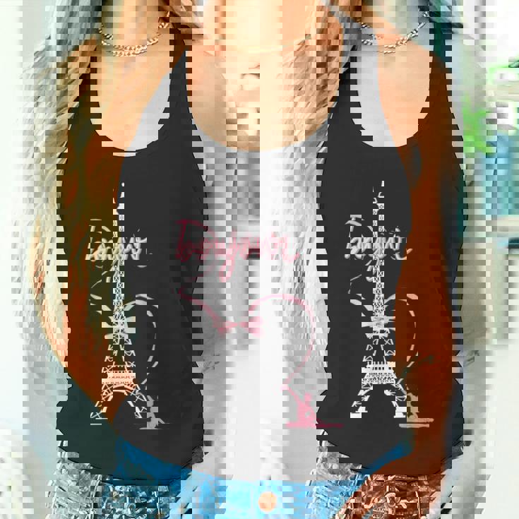 パリフランス エッフェル塔 ボンジュール 体操リボンとリボン タンクトップ