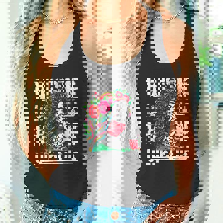 パレスチナのバンダナを持つパレスチナの少女 パレスチナ人 タンクトップ