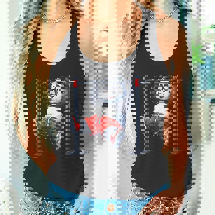 パンダ 懸垂 トレーナー ジム フィットネス ワークアウト トレーニング タンクトップ