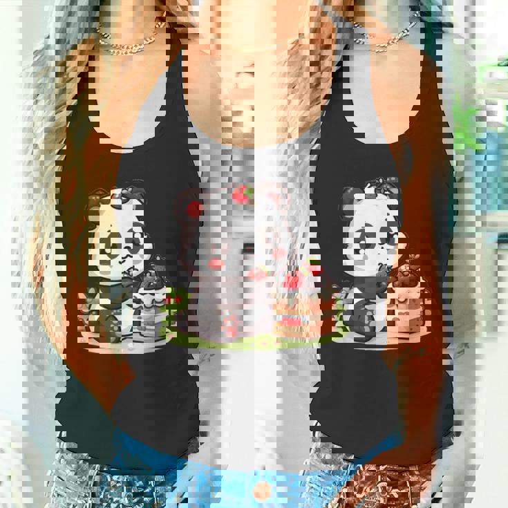 パンダを食べるストロベリーケーキ タンクトップ