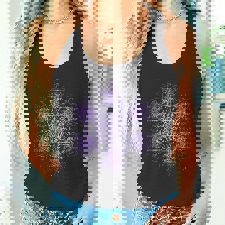 パープル フラクタル メタトロンキューブ 神聖な幾何学 スピリチュアル タンクトップ