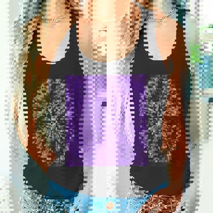 パープルバティックタイダイ ボヘミアンパターン タンクトップ