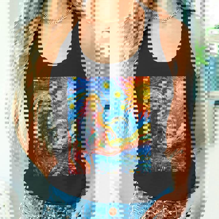 ヒヒ猿 星月夜 絵画 タンクトップ