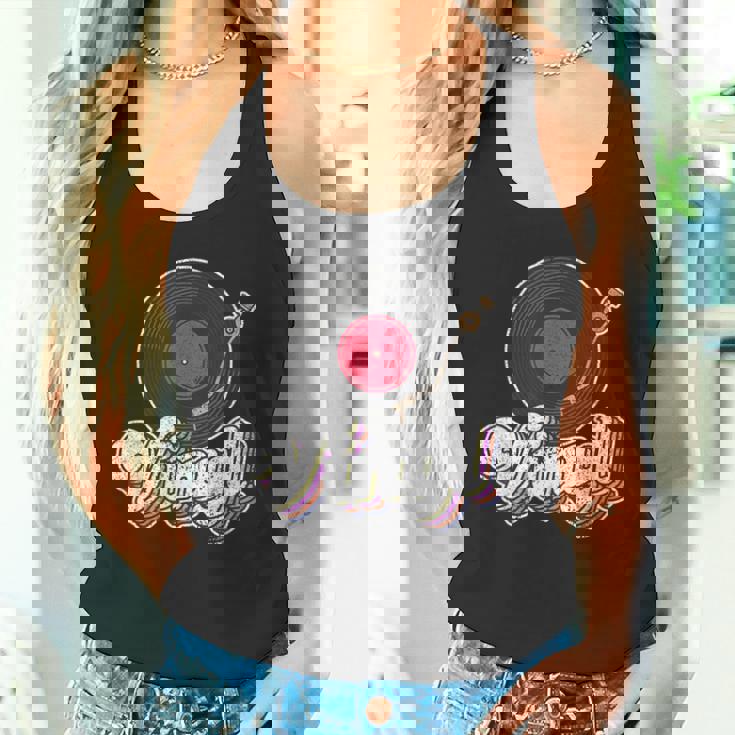 ビニールレコードプレーヤー I ターンテーブルプレーヤー I レトロ音楽 タンクトップ