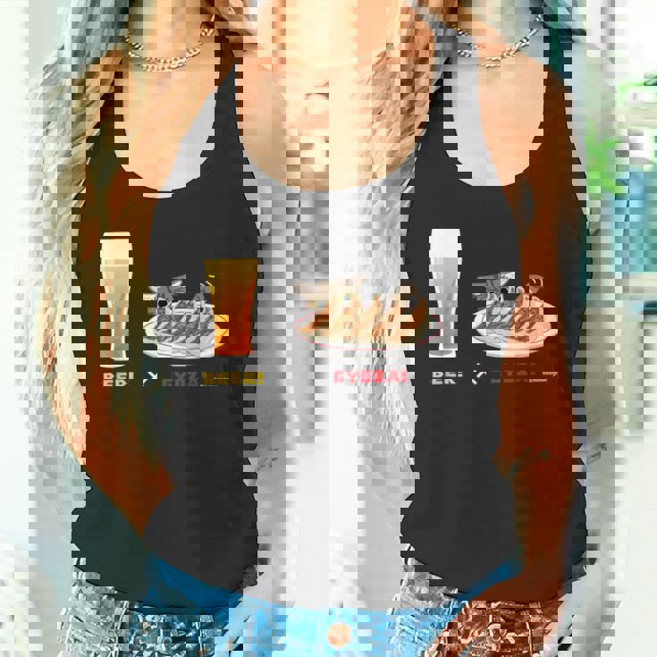 ビールとぎょうざとねこ ビール 餃子 猫 タンクトップ