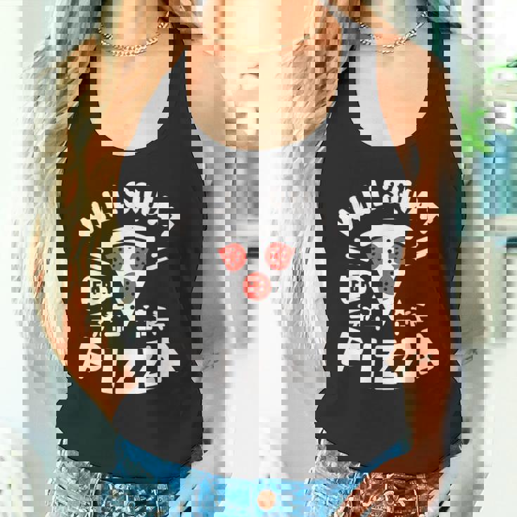 ピザのためにしゃがむ Willquat For Pizza タンクトップ