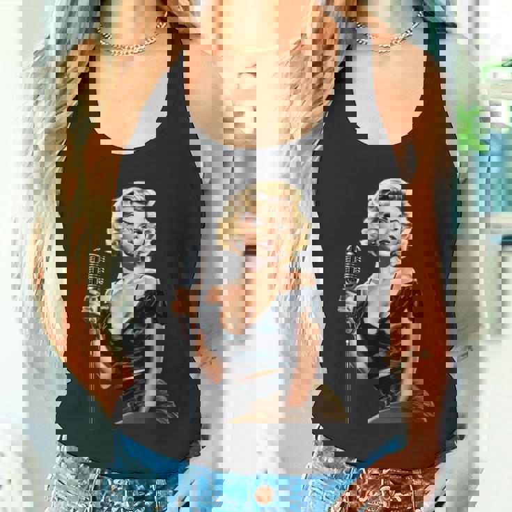 ピンナップガール ビンテージマイク 歌う オールドスクール タンクトップ