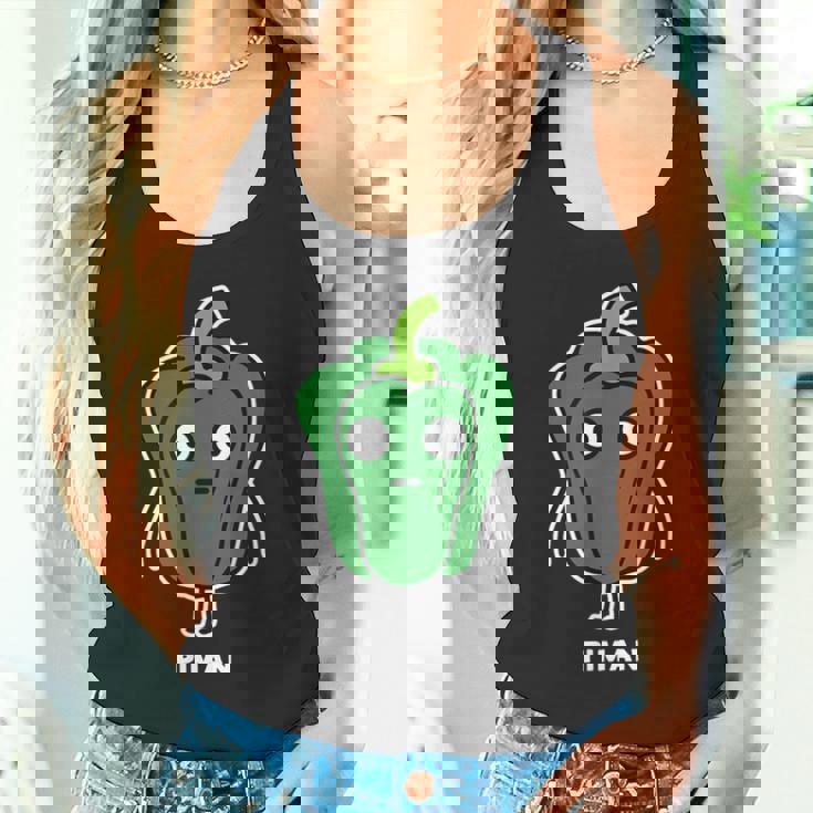 ピーマン 顔 イラスト かわいい おもしろ 面白い 簡単 シンプル ゆるい 野菜 タンクトップ