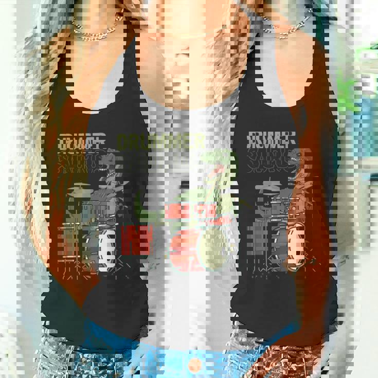 ファニー ドラマーサウルスレックス 恐竜ドラマー ギフト 恐竜ドラム タンクトップ