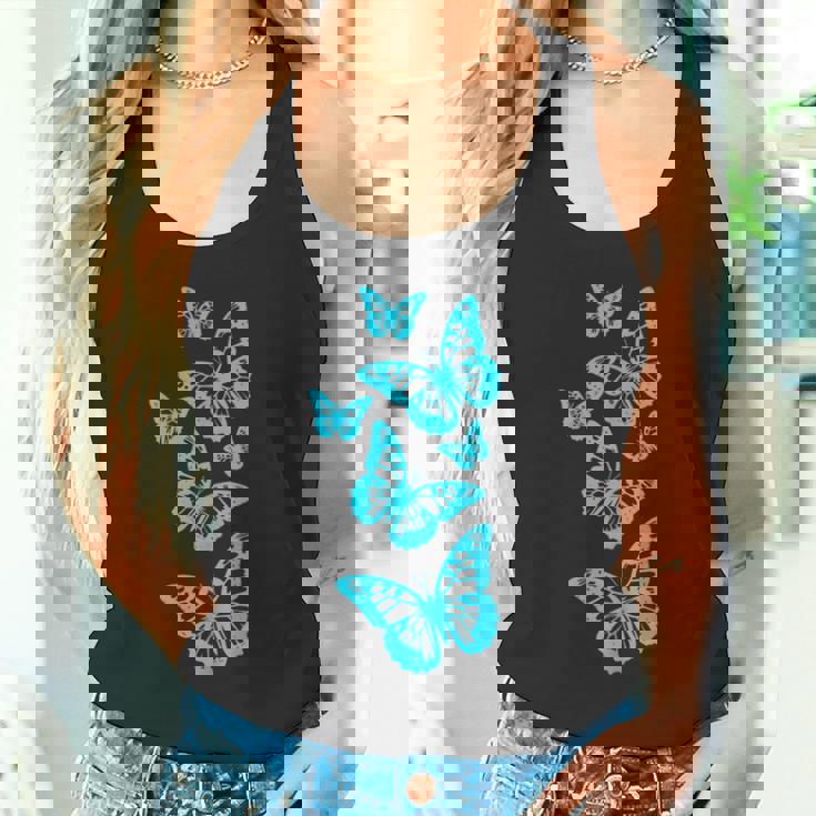 ファンタジー エレガント 蝶 ブルー ブラック シェイプ マニア タンクトップ