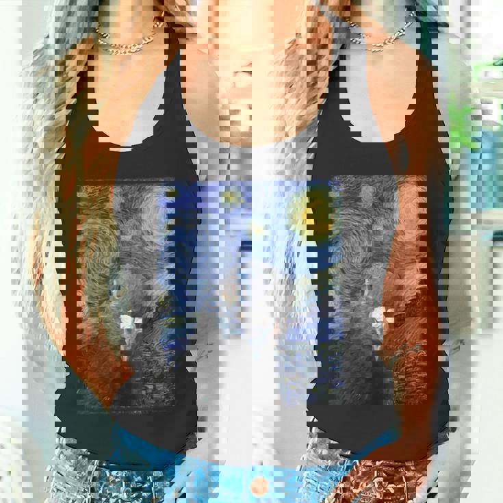 ファン・ゴッホの星月夜鳩のミームペインティング タンクトップ