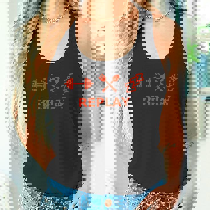 フィットネス、食事、睡眠 リプレイ タンクトップ