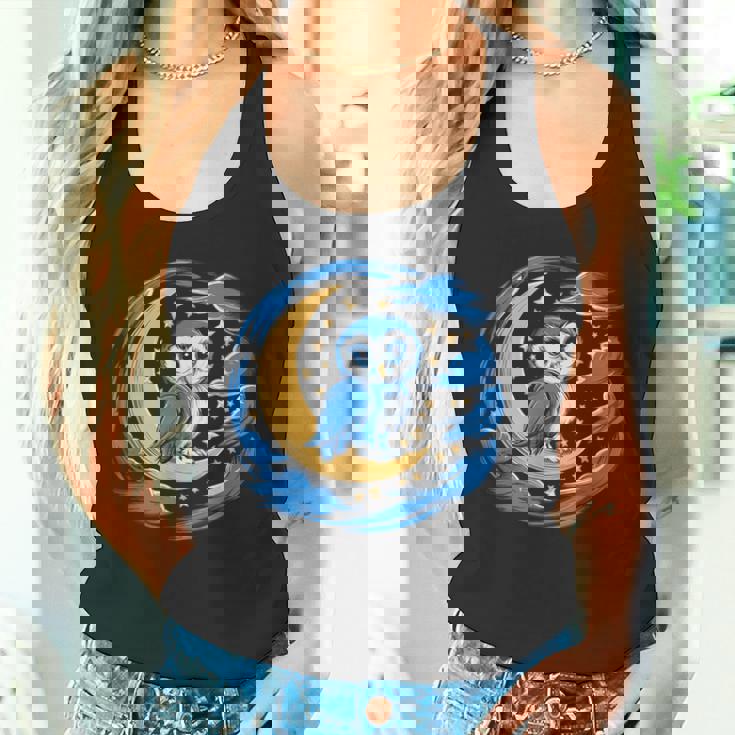 フクロウ 月 夜 星 タンクトップ