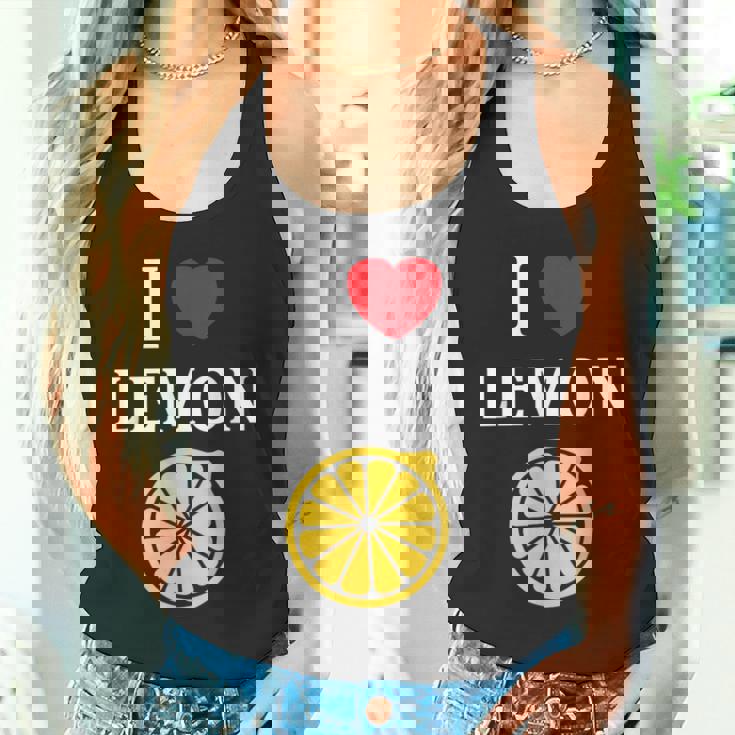 フルーツ レモン 面白いユーモア かわいい シンプル 小さなレモン I Love Lemon タンクトップ