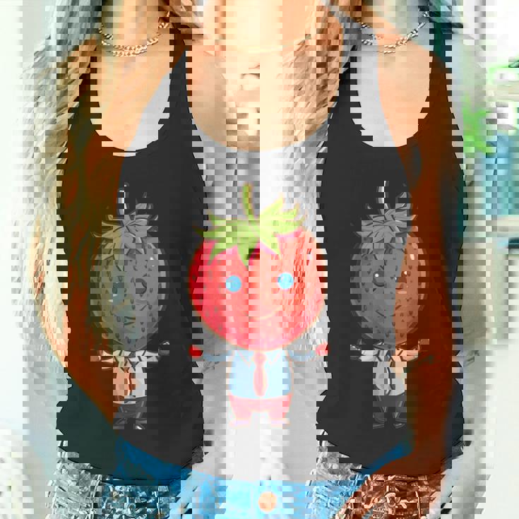 フルーツやネクタイ好きのための従業員ストロベリーアウトフィット タンクトップ